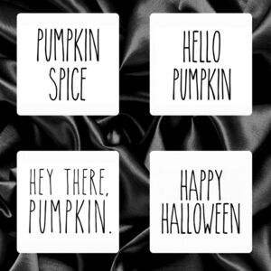 Rae Dunn inspired Halloween Handmade Coasters (Set of 4) with Cork Base